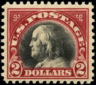 US Stamps Price Scott Cat. # 547: US$2.00 1920 Franklin Flat Plate Perf 11. Harmer-Schau Auction Galleries, Feb 2012, Sale 92, Lot 1205