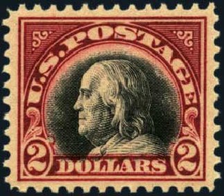 Values of US Stamps Scott Cat. # 547 - 1920 US$2.00 Franklin Flat Plate Perf 11. Harmer-Schau Auction Galleries, Aug 2012, Sale 94, Lot 1635