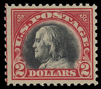 Price of US Stamp Scott Cat. 547: 1920 US$2.00 Franklin Flat Plate Perf 11. Daniel Kelleher Auctions, Oct 2012, Sale 632, Lot 1405
