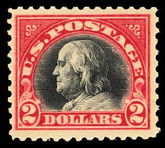 Cost of US Stamps Scott Catalogue # 547: US$2.00 1920 Franklin Flat Plate Perf 11. Daniel Kelleher Auctions, Dec 2012, Sale 633, Lot 935