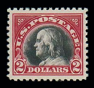 Price of US Stamp Scott Cat. 547: 1920 US$2.00 Franklin Flat Plate Perf 11. Matthew Bennett International, Dec 2007, Sale 325, Lot 2212