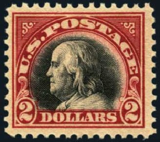 US Stamp Prices Scott Cat. #547: 1920 US$2.00 Franklin Flat Plate Perf 11. Harmer-Schau Auction Galleries, May 2012, Sale 93, Lot 372