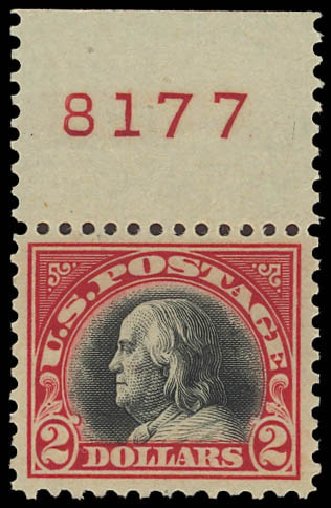 Costs of US Stamps Scott Cat. #547: 1920 US$2.00 Franklin Flat Plate Perf 11. Daniel Kelleher Auctions, Jun 2012, Sale 630, Lot 1902