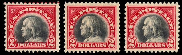 US Stamps Prices Scott Catalogue #547 - 1920 US$2.00 Franklin Flat Plate Perf 11. Daniel Kelleher Auctions, Jan 2015, Sale 663, Lot 1882