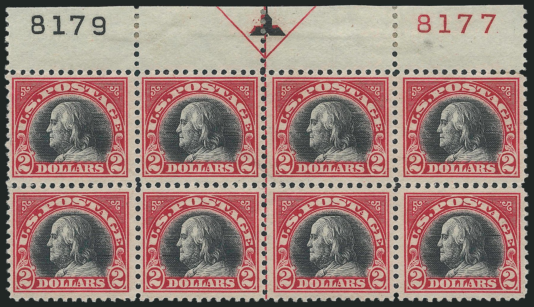 Cost of US Stamp Scott Catalogue # 547: 1920 US$2.00 Franklin Flat Plate Perf 11. Robert Siegel Auction Galleries, Oct 2010, Sale 997, Lot 6082