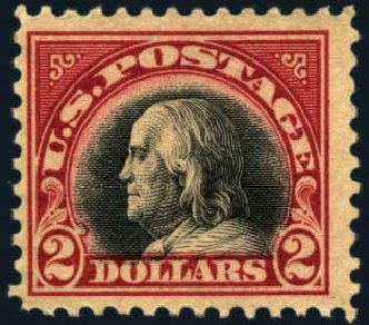 Costs of US Stamp Scott Catalogue # 547 - 1920 US$2.00 Franklin Flat Plate Perf 11. Harmer-Schau Auction Galleries, May 2012, Sale 93, Lot 373