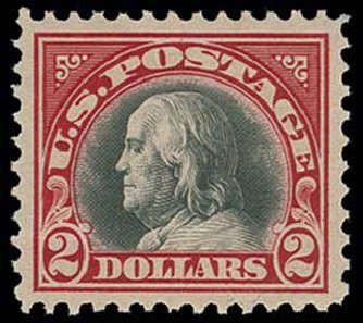 US Stamps Value Scott # 547: US$2.00 1920 Franklin Flat Plate Perf 11. H.R. Harmer, Jun 2013, Sale 3003, Lot 1393