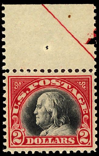 Values of US Stamps Scott Catalogue # 547 - US$2.00 1920 Franklin Flat Plate Perf 11. Daniel Kelleher Auctions, Dec 2012, Sale 633, Lot 933