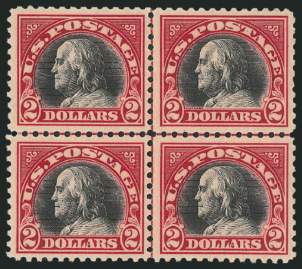 US Stamp Price Scott Cat. #547 - 1920 US$2.00 Franklin Flat Plate Perf 11. Robert Siegel Auction Galleries, Oct 2010, Sale 997, Lot 6083