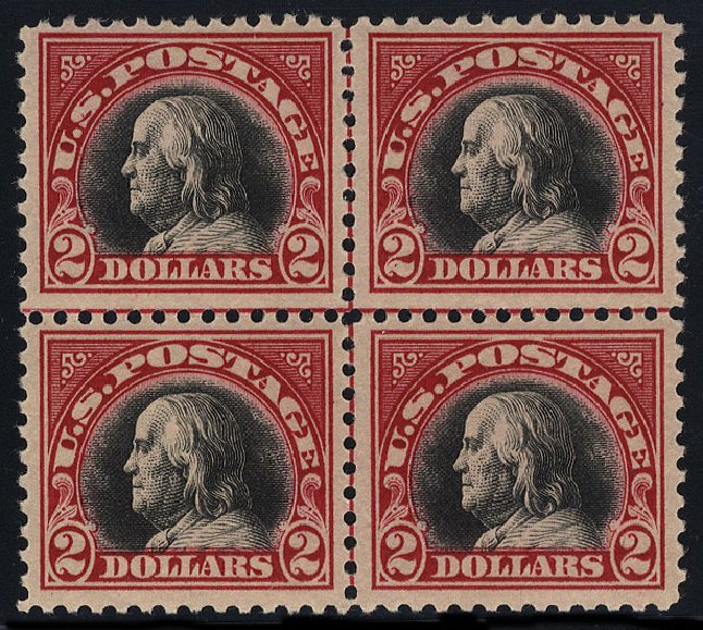 Costs of US Stamp Scott Catalog # 547 - US$2.00 1920 Franklin Flat Plate Perf 11. Cherrystone Auctions, May 2008, Sale 200805, Lot 276