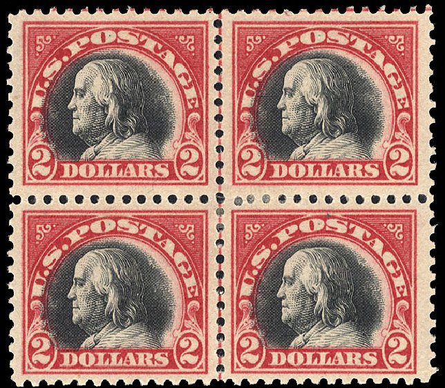 Value of US Stamp Scott #547 - 1920 US$2.00 Franklin Flat Plate Perf 11. Cherrystone Auctions, Apr 2010, Sale 201004, Lot 276