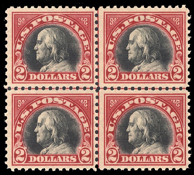 US Stamps Value Scott Catalogue # 547: US$2.00 1920 Franklin Flat Plate Perf 11. Cherrystone Auctions, Jan 2014, Sale 201401, Lot 26