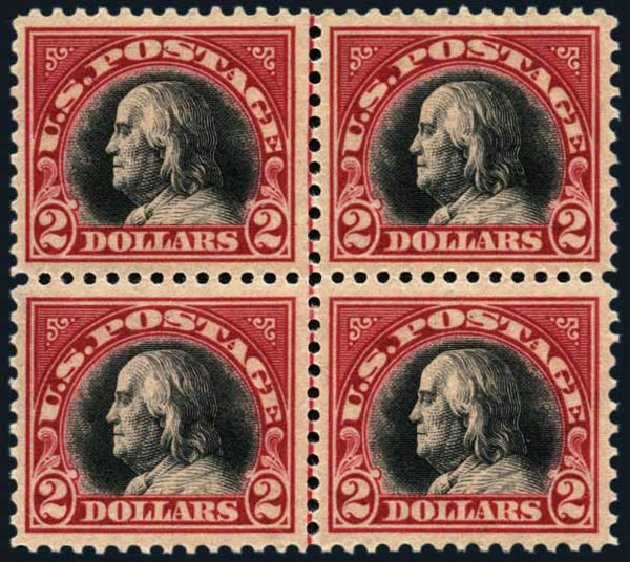Cost of US Stamp Scott Catalog #547: 1920 US$2.00 Franklin Flat Plate Perf 11. Harmer-Schau Auction Galleries, Aug 2014, Sale 102, Lot 2076
