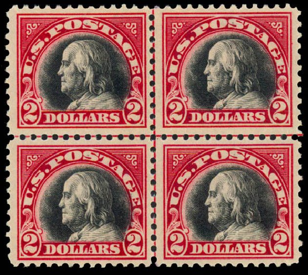 Cost of US Stamp Scott Cat. 547 - 1920 US$2.00 Franklin Flat Plate Perf 11. Daniel Kelleher Auctions, Sep 2013, Sale 639, Lot 3666