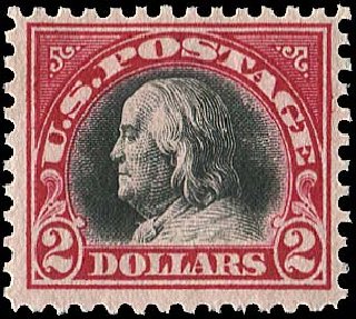 US Stamp Prices Scott Catalog 547 - 1920 US$2.00 Franklin Flat Plate Perf 11. Regency-Superior, Nov 2014, Sale 108, Lot 966