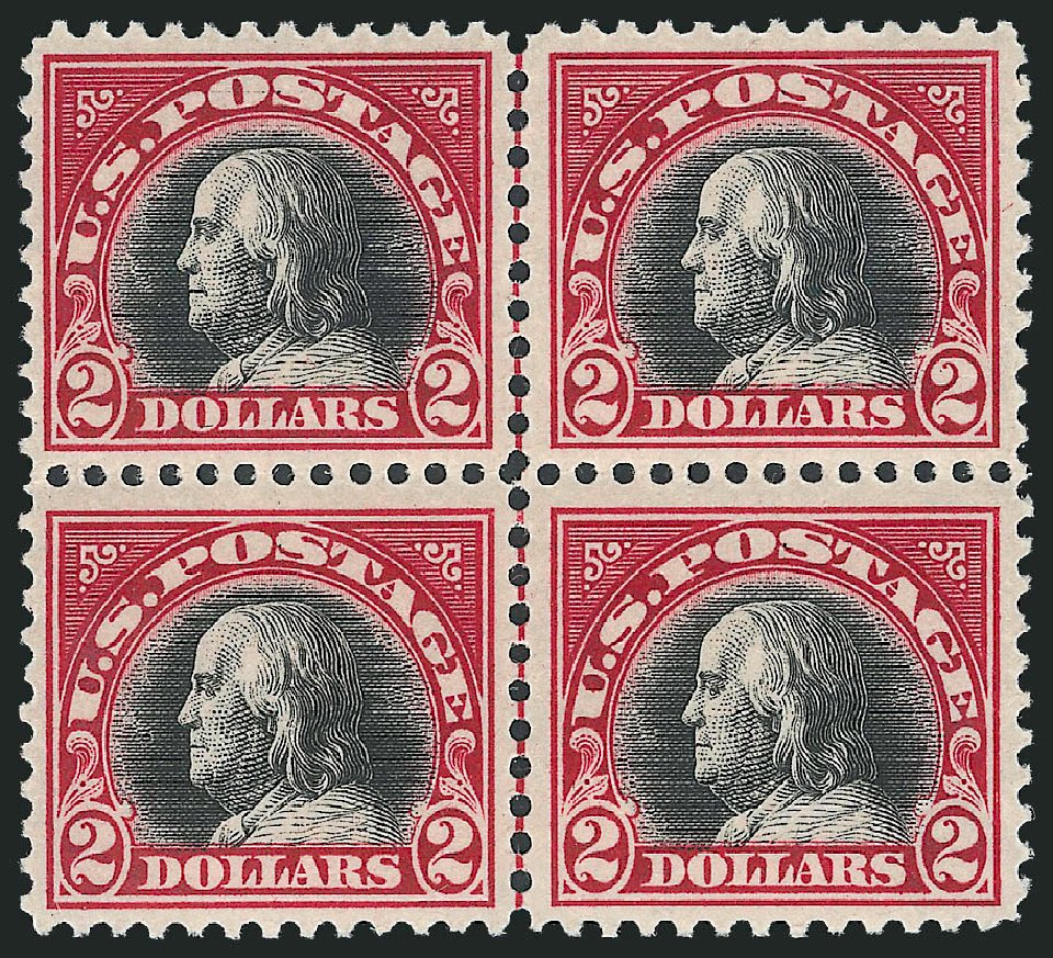 Costs of US Stamp Scott Catalogue 547 - 1920 US$2.00 Franklin Flat Plate Perf 11. Robert Siegel Auction Galleries, Mar 2013, Sale 1040, Lot 1956