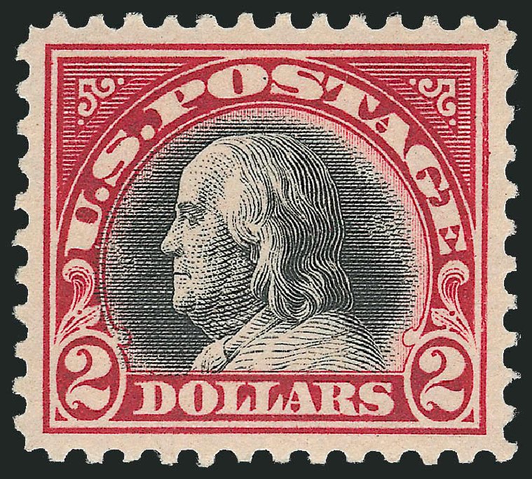Values of US Stamps Scott 547: 1920 US$2.00 Franklin Flat Plate Perf 11. Robert Siegel Auction Galleries, Apr 2009, Sale 972, Lot 3376