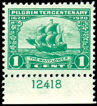 Cost of US Stamps Scott # 548: 1c 1920 Pilgrim Tercentenary. Schuyler J. Rumsey Philatelic Auctions, Apr 2015, Sale 60, Lot 2848