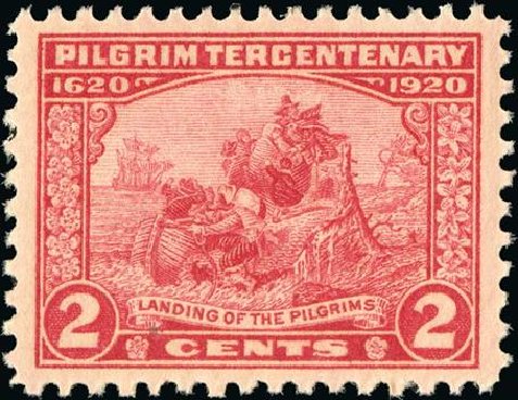 Value of US Stamps Scott # 549 - 1920 2c Pilgrim Tercentenary. Spink Shreves Galleries, Jan 2015, Sale 150, Lot 207