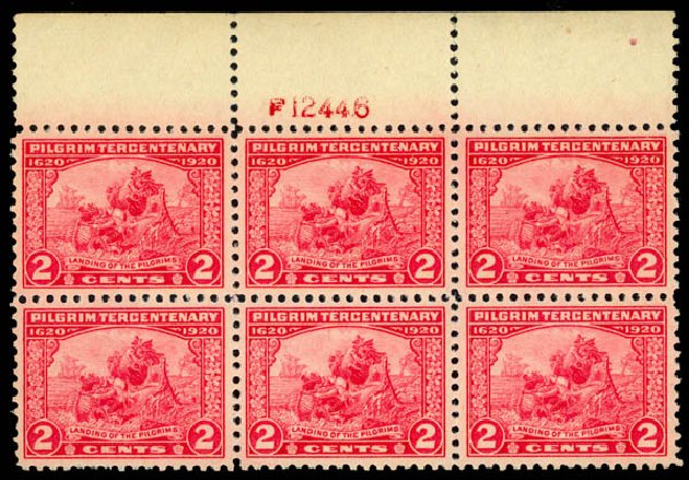 Cost of US Stamps Scott Catalog #549 - 2c 1920 Pilgrim Tercentenary. Daniel Kelleher Auctions, May 2014, Sale 653, Lot 2423