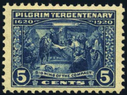 Costs of US Stamps Scott Catalog 550: 1920 5c Pilgrim Tercentenary. Harmer-Schau Auction Galleries, Aug 2012, Sale 94, Lot 1637