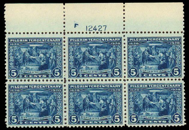 US Stamps Value Scott Catalog # 550: 1920 5c Pilgrim Tercentenary. Daniel Kelleher Auctions, Oct 2011, Sale 626, Lot 427