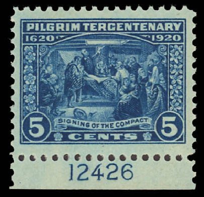 Value of US Stamps Scott 550: 1920 5c Pilgrim Tercentenary. Daniel Kelleher Auctions, Aug 2012, Sale 631, Lot 1291