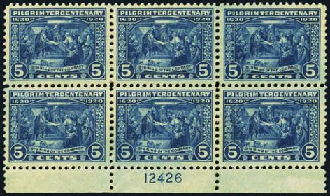 Cost of US Stamps Scott #550 - 5c 1920 Pilgrim Tercentenary. Harmer-Schau Auction Galleries, Jan 2013, Sale 96, Lot 592