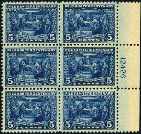 Values of US Stamp Scott Catalog # 550 - 5c 1920 Pilgrim Tercentenary. Harmer-Schau Auction Galleries, Jan 2013, Sale 96, Lot 593