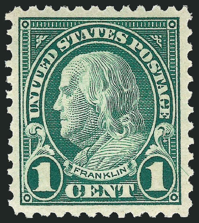 Cost of US Stamps Scott Catalog 552 - 1923 1c Franklin Perf 11. Robert Siegel Auction Galleries, Sep 2008, Sale 962, Lot 2841