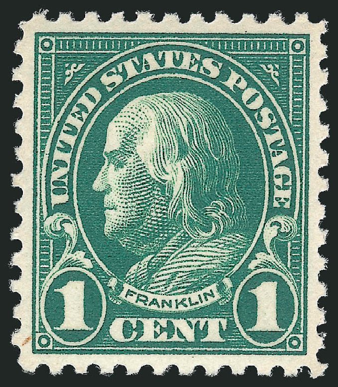 Value of US Stamp Scott Catalogue 552 - 1c 1923 Franklin Perf 11. Robert Siegel Auction Galleries, Mar 2011, Sale 1007, Lot 2834
