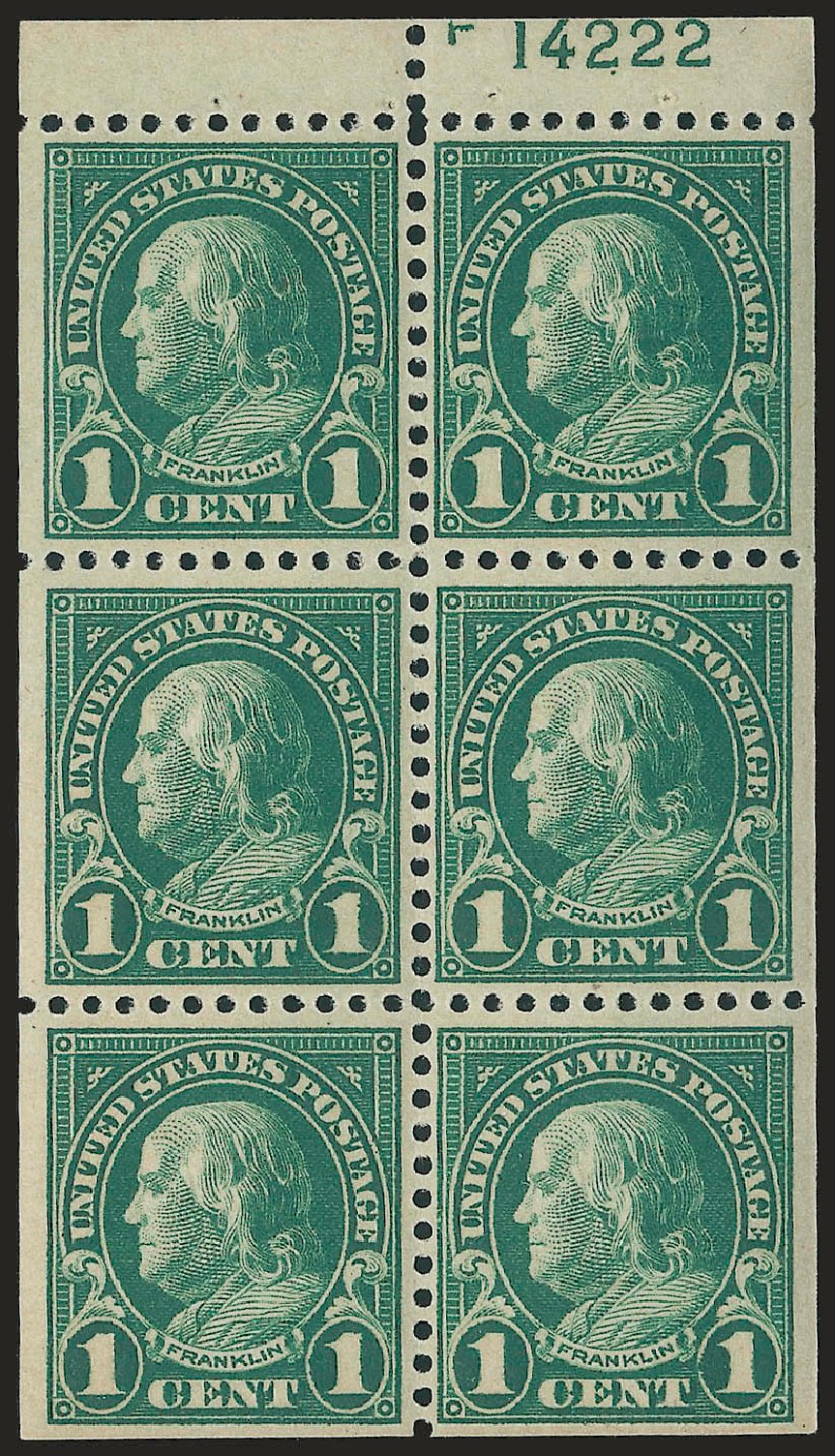 US Stamp Prices Scott Cat. 552 - 1c 1923 Franklin Perf 11. Robert Siegel Auction Galleries, Jun 2010, Sale 991, Lot 1285