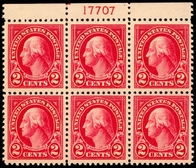 US Stamp Values Scott Catalogue # 554 - 2c 1923 Washington Perf 11. Daniel Kelleher Auctions, Mar 2013, Sale 635, Lot 667