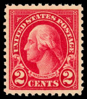 Value of US Stamps Scott # 554 - 2c 1923 Washington Perf 11. Daniel Kelleher Auctions, Oct 2014, Sale 660, Lot 2427