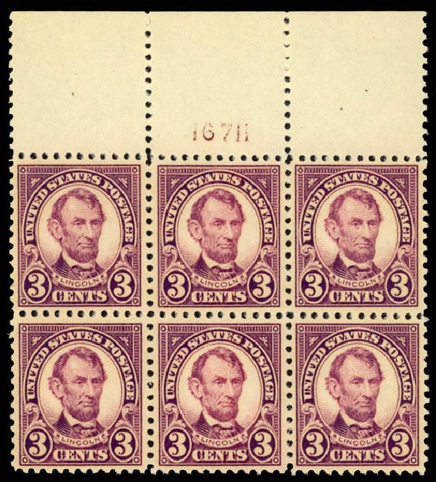 Prices of US Stamps Scott Catalogue # 555: 3c 1923 Lincoln Perf 11. Daniel Kelleher Auctions, May 2014, Sale 653, Lot 2427