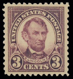 US Stamps Value Scott Catalogue #555 - 1923 3c Lincoln Perf 11. H.R. Harmer, May 2014, Sale 3005, Lot 1319