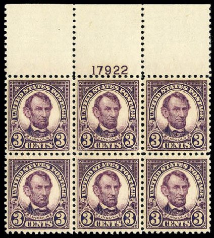 Costs of US Stamp Scott Catalog 555 - 1923 3c Lincoln Perf 11. Matthew Bennett International, Apr 2008, Sale 326, Lot 490