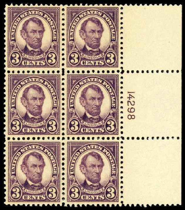 US Stamp Price Scott Catalog # 555: 3c 1923 Lincoln Perf 11. Daniel Kelleher Auctions, Sep 2013, Sale 639, Lot 3670