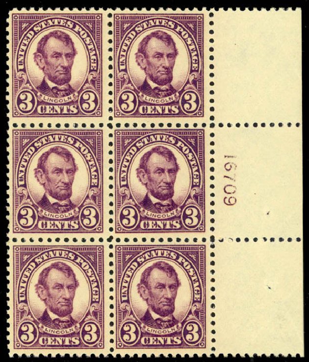 Cost of US Stamp Scott Cat. #555: 1923 3c Lincoln Perf 11. Daniel Kelleher Auctions, Mar 2013, Sale 635, Lot 674