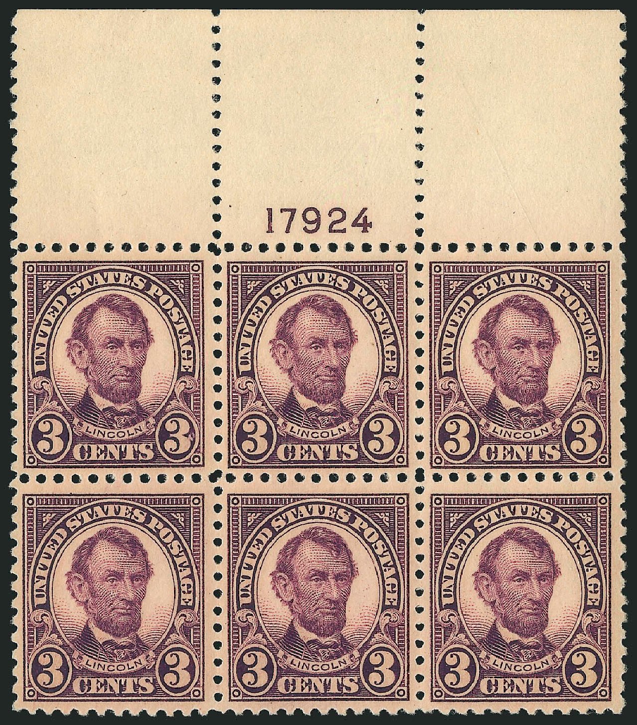 US Stamps Values Scott Cat. 555: 3c 1923 Lincoln Perf 11. Robert Siegel Auction Galleries, Feb 2015, Sale 1093, Lot 524