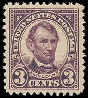 US Stamps Price Scott # 555: 3c 1923 Lincoln Perf 11. H.R. Harmer, Jun 2013, Sale 3003, Lot 1395