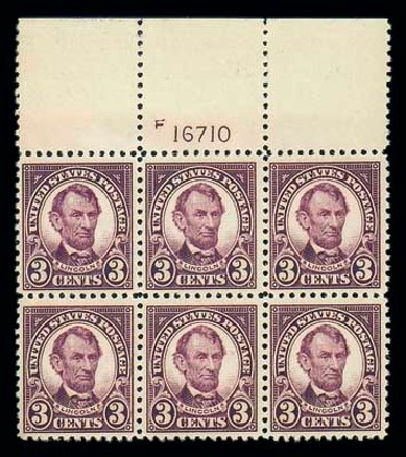 US Stamps Prices Scott Catalog # 555: 3c 1923 Lincoln Perf 11. Matthew Bennett International, Dec 2007, Sale 325, Lot 2222