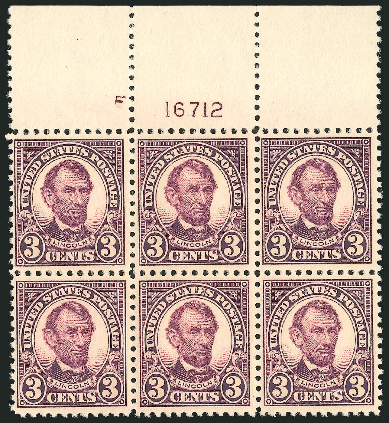 US Stamps Values Scott # 555: 3c 1923 Lincoln Perf 11. Robert Siegel Auction Galleries, Mar 2013, Sale 1040, Lot 1962
