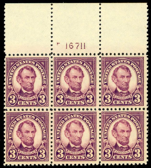 US Stamp Values Scott 555 - 3c 1923 Lincoln Perf 11. Daniel Kelleher Auctions, Mar 2013, Sale 635, Lot 673
