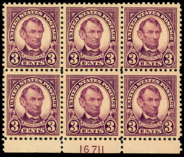 Price of US Stamp Scott Cat. 555: 1923 3c Lincoln Perf 11. Daniel Kelleher Auctions, Mar 2013, Sale 635, Lot 676