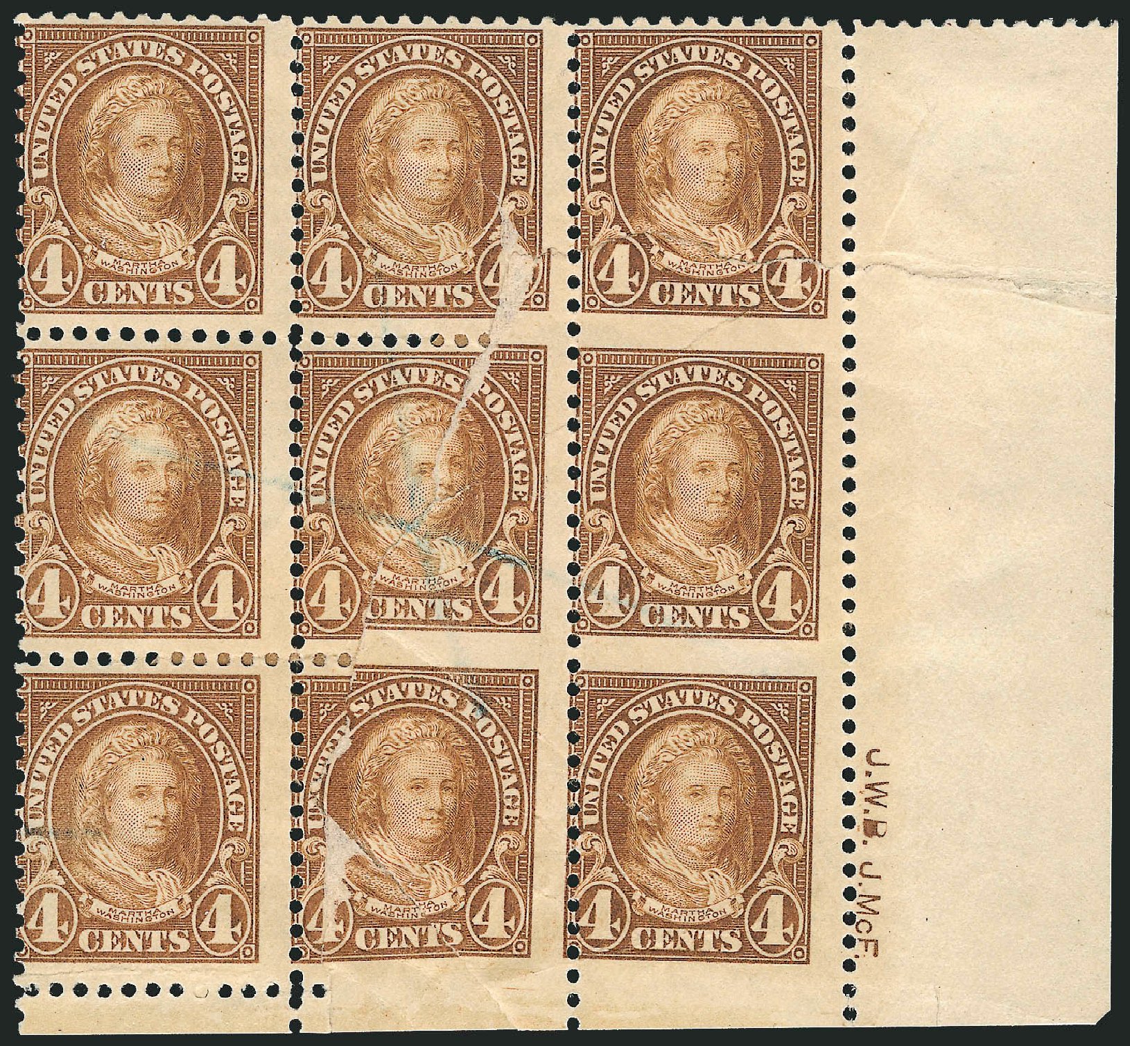 Values of US Stamps Scott 556: 1923 4c Martha Washington Perf 11. Robert Siegel Auction Galleries, Sep 2009, Sale 968B, Lot 727