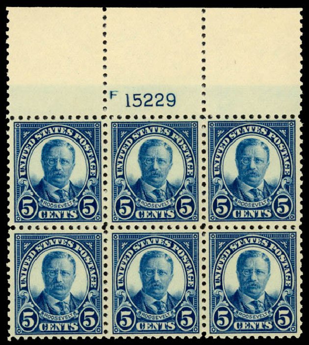 US Stamps Value Scott Cat. #557 - 1923 5c Roosevelt Perf 11. Daniel Kelleher Auctions, May 2014, Sale 653, Lot 2429