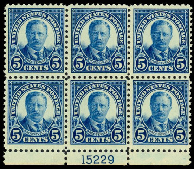Cost of US Stamp Scott Cat. #557: 5c 1923 Roosevelt Perf 11. Daniel Kelleher Auctions, Mar 2013, Sale 635, Lot 680