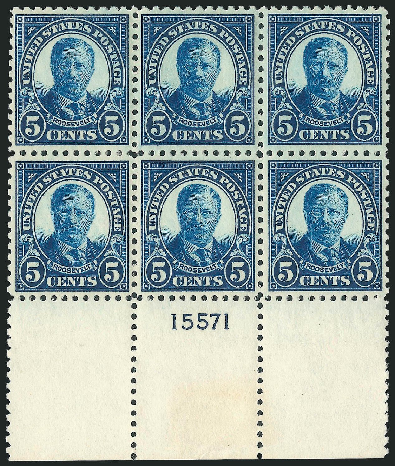 US Stamps Prices Scott Catalog #557: 5c 1923 Roosevelt Perf 11. Robert Siegel Auction Galleries, Jul 2013, Sale 1050, Lot 640