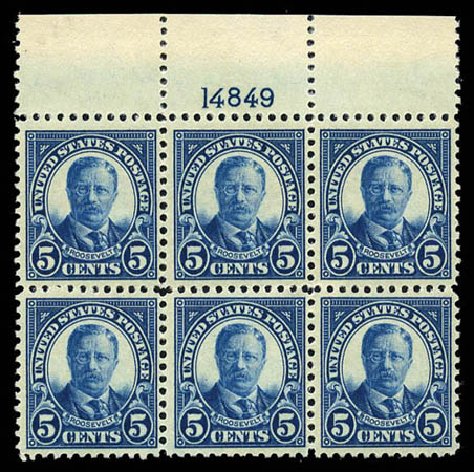 Values of US Stamp Scott Catalogue # 557: 1923 5c Roosevelt Perf 11. Matthew Bennett International, Mar 2012, Sale 344, Lot 4684